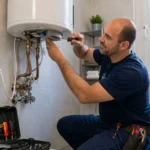 Fontanero en Puente Genil reparando termo eléctrico en vivienda